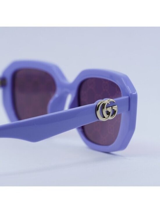 Gucci GG1535S 004 Sunglasses Lilac Rectangle Frame, Pink GG Pattern Lenses main image 10